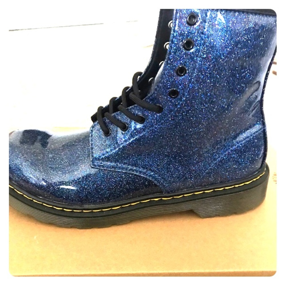 Blue sparkly 1460 dr martens combat boots size 6